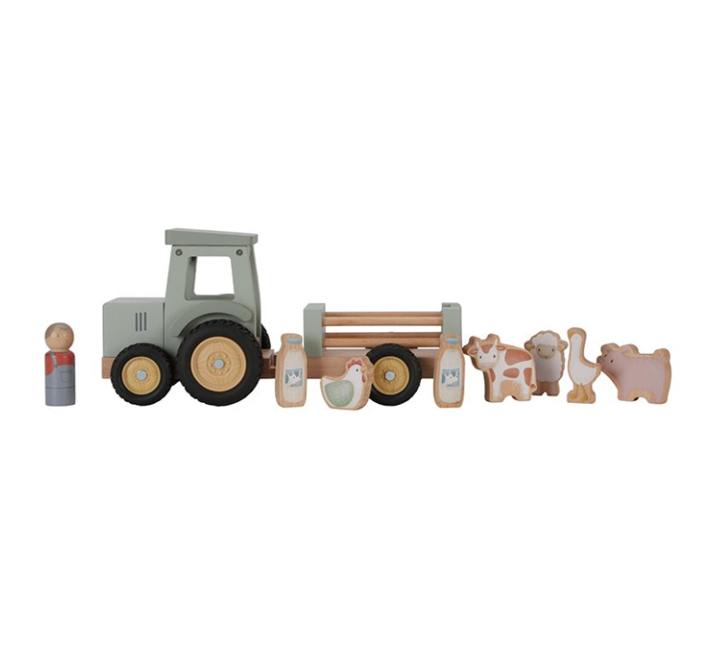 Little Dutch Tractor met trailer Little Farm FSC